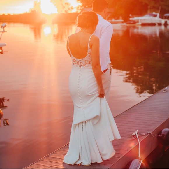 Jenny Yoo Wedding Dress / Caleb Matte Crepe Fit & Flare SZ 4 (altered) - Picture 1 of 8